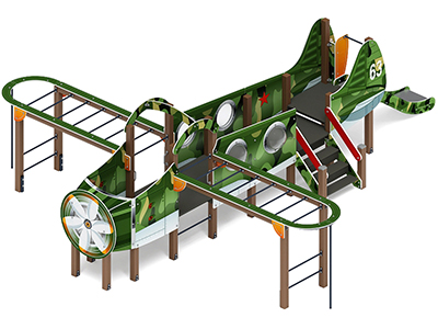 Детская игровая площадка Аэроплан ДИК 1.03.4.01-02.C (Хаки) H=900