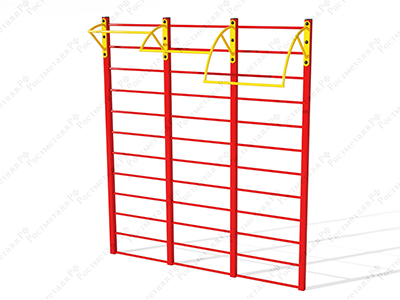 Шведская стенка c тройным турником 02